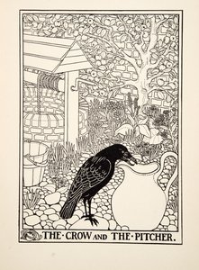 The Crow and the Pitcher, från A Hundred Fables of Aesop, pub.1903