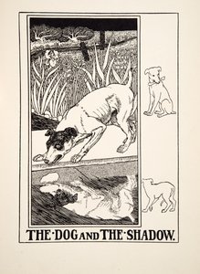 Hunden och skuggan, från Aesops hundra fabler, pub.1903