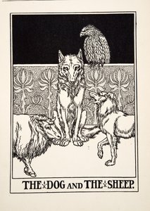 Hunden och fåret, från Aesops hundra fabler, pub.1903 av Percy J. Billingshurst