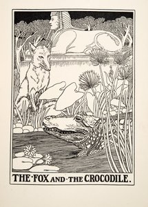 Räven och krokodilen, från Aesops hundra fabler, pub.1903