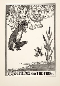 The Fox and the Frog, från A Hundred Fables of Aesop, pub.1903 (gravyr) av Percy J. Billingshurst