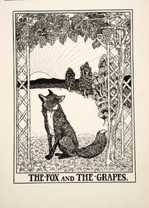 The Fox and the Grapes, från A Hundred Fables of Aesop, pub.1903