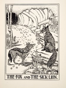 Räven och det sjuka lejonet, från Aesops hundra fabler, pub.1903 (gravyr) av Percy J. Billingshurst