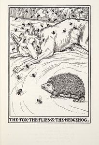 The Fox, the Flies and the Hedgehog, från Fontaine Fables, pub. 1905
