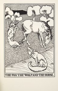 Räven, vargen och hästen, från Fontaine Fables, pub. 1905
