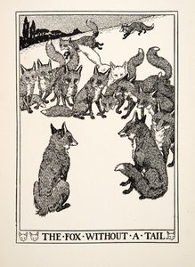 Räven utan svans, från A Hundred Fables of Aesop, pub.1903