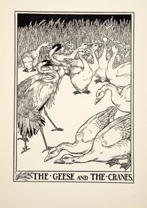 Gässen och tranorna, från Aesops hundra fabler, pub.1903