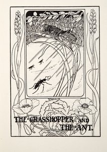 Gräshoppan och myran, från Fontaine Fables, pub. 1905