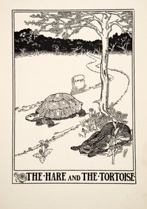 Haren och sköldpaddan, från Aesops hundra fabler, pub.1903 av Percy J. Billingshurst