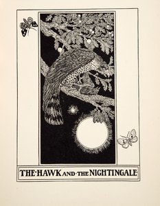 Höken och näktergalen, från Aesops hundra fabler, pub.1903