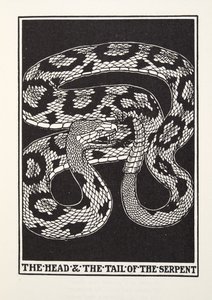 Ormens huvud och svans, från Fontaine Fables, pub. 1905 (gravyr) av Percy J. Billingshurst