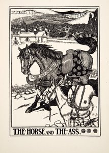 Hästen och åsnan, från Aesops hundra fabler, pub.1903