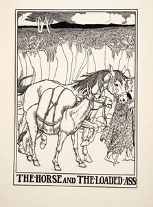 The Horse and the Loaded Ass, från A Hundred Fables of Aesop, pub.1903 (gravyr) av Percy J. Billingshurst