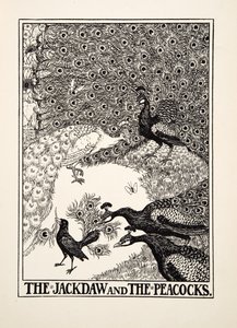 The Jackdaw and the Peacocks, från A Hundred Fables of Aesop, pub.1903