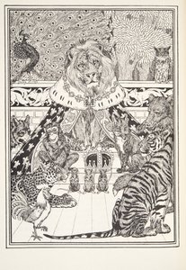 The Lion and his Associates, Frontispice, från Fontaine Fables, pub. 1905