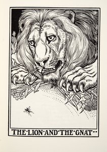 The Lion and the Gnat, från Fontaine Fables, pub. 1905