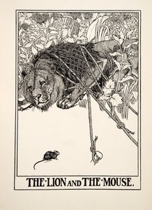 Lejonet och musen, från Aesops hundra fabler, pub.1903