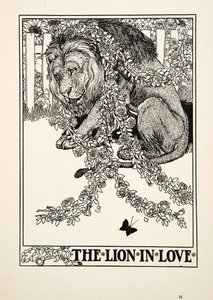 Det förälskade lejonet, från Aesops hundra fabler, pub.1903