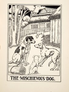 Den busiga hunden, från A Hundred Fables of Aesop, pub.1903 (gravyr) av Percy J. Billingshurst