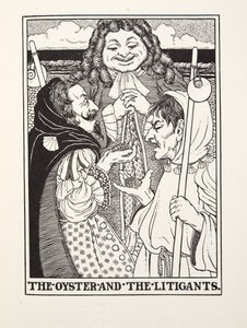 The Oyster and the Litigants, från Fontaine Fables, pub. 1905 (gravyr) av Percy J. Billingshurst