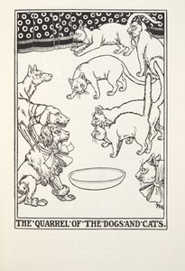 Hundarnas och katternas gräl, från Fontaine Fables, pub. 1905