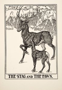 The Stag and the Fawn, från A Hundred Fables of Aesop, pub.1903