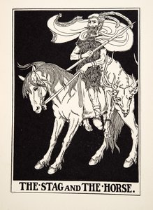 Stag and the Horse, från A Hundred Fables of Aesop, pub.1903 (gravyr) av Percy J. Billingshurst