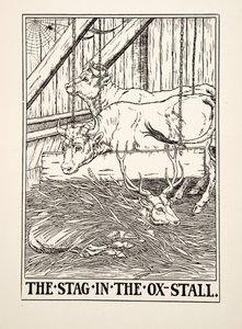 The Stag in the Ox Stall, från A Hundred Fables of Aesop, pub.1903 (gravyr) av Percy J. Billingshurst