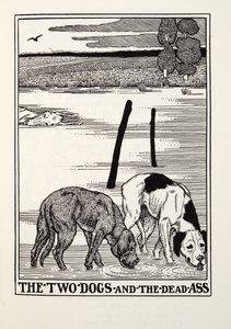 The Two Dogs and the Dead Ass, från Fontaine Fables, pub. 1905