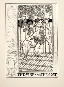 Vinrankan och geten, från Aesops hundra fabler, pub.1903
