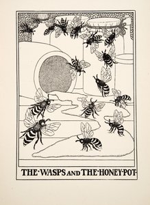 Getingarna och honungskrukan, från A Hundred Fables of Aesop, pub.1903