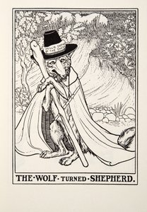 The Wolf Turned Shepherd, från Fontaine Fables, pub. 1905