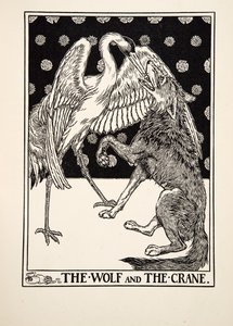 The Wolf and the Crane, från A Hundred Fables of Aesop, pub.1903