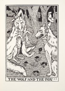 Vargen och räven, från Fontaine Fables, pub. 1905