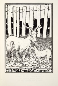 The Wolf, the Goat and the Kid, från Fontaine Fables, pub. 1905 av Percy J. Billingshurst