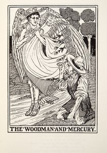 The Woodman and Mercury, från Fontaine Fables, pub. 1905