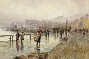 En våt dag i Whitby (akvarell på papper)