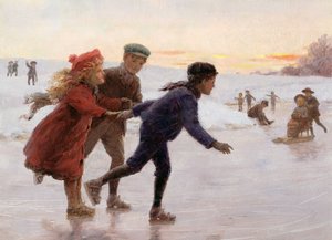 Barn som åker skridskor (olja ombord)