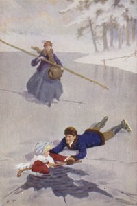 Illustration för små kvinnor av Louisa M Alcott (färg litho) av Percy Tarrant