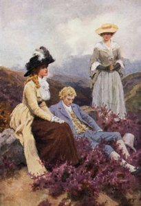 Illustration för Wuthering Heights av Emily Bronte (färg litho)