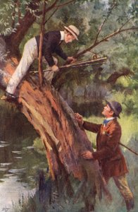 Nu kommer du ner denna minut (färg litho) av Percy Tarrant