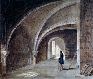Krypten under Church of St James in the Wall, Wood Street Square, City of London, 1855.