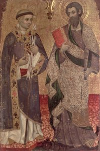 Detalj av S:t Bartolomeus och S:t Bernard av Clairvaux från altartavlan i klostret St. Dominic av Manresa