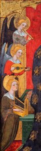 Madonna omgiven av musikeränglar - Detalj av änglar - Madonna med änglar som spelar musik (Detalj) - Målning av Pere Serra (aktiv ca 1357-1406), ca 1380 - Tempera på panel - Museu Nacional d