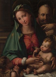 Den heliga familjen med spädbarnet Johannes döparen, ca. 1524-26. av Perino del Vaga