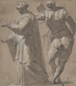 Två stående mansfigurer, 1501-47. av Perino del Vaga