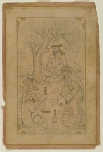 A Gathering of Dervishes, mitten av 1600-talet (bläck & lätt färgtvätt på papper) av Persian School