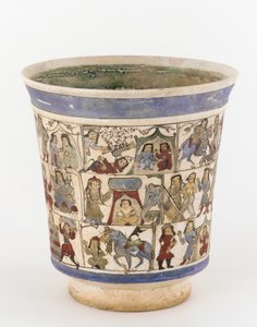Bägare som föreställer Shahnama, Kashan, Iran, Saljuq-perioden (keramik) av Persian School