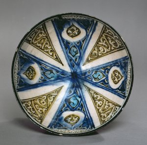 Skål, från Kashan, Iran, Seljuk-perioden, sent 1200-tal (stenpasta med polykrom under glasyr)