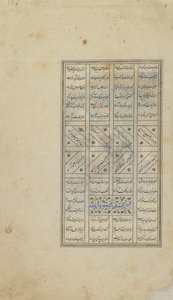 Folio från en Khamsa (kvintett) av Nizami; recto: text, Iran, Turkomantiden, ca 1505 (ogenomskinlig akvarell, bläck och guld på papper) av Persian School